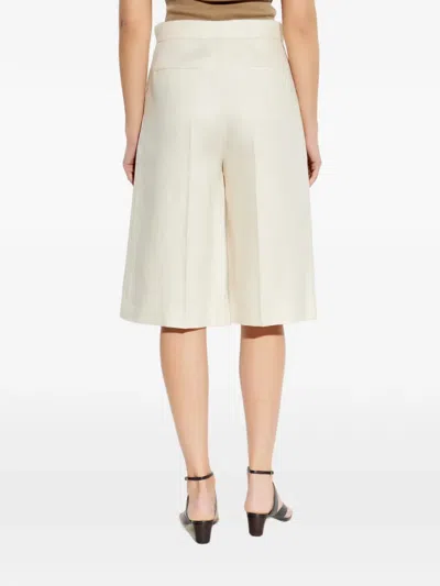 Max Mara Beige Linen Twill Mxmkaki Bermuda Shorts In Multi