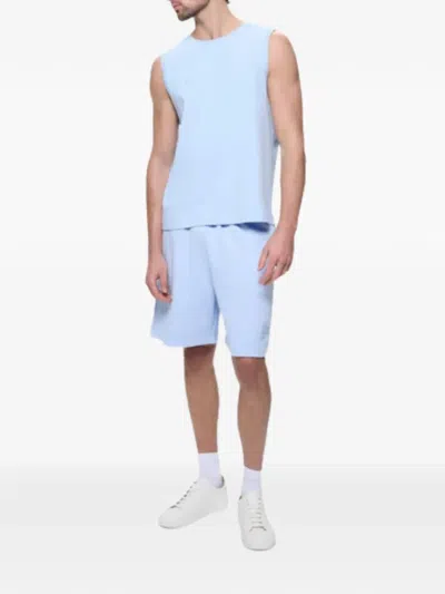 Pangaia Logo-patch Cotton Shorts In Blue
