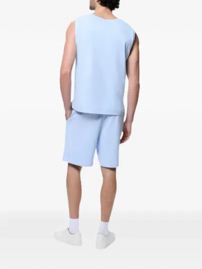 Pangaia Logo-patch Cotton Shorts In Blue