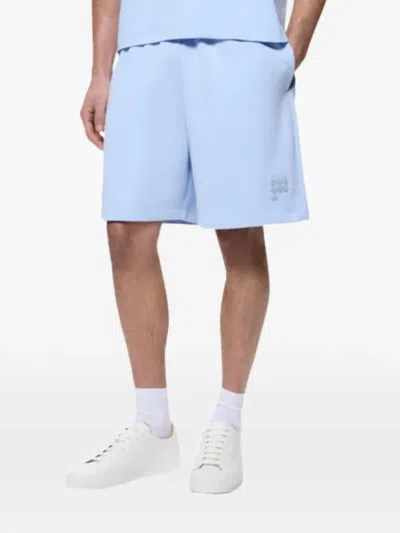 Pangaia Logo-patch Cotton Shorts In Blue