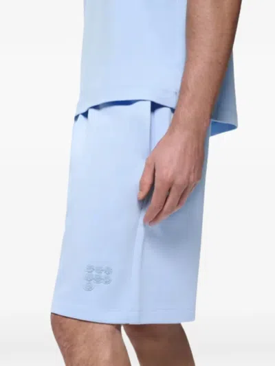 Pangaia Logo-patch Cotton Shorts In Blue