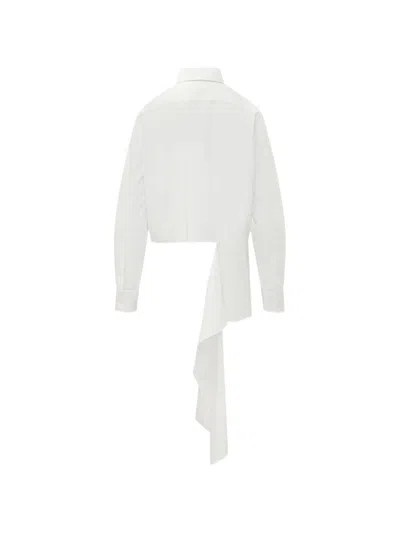 Msgm Asymmetric-hem Draped Shirt In White