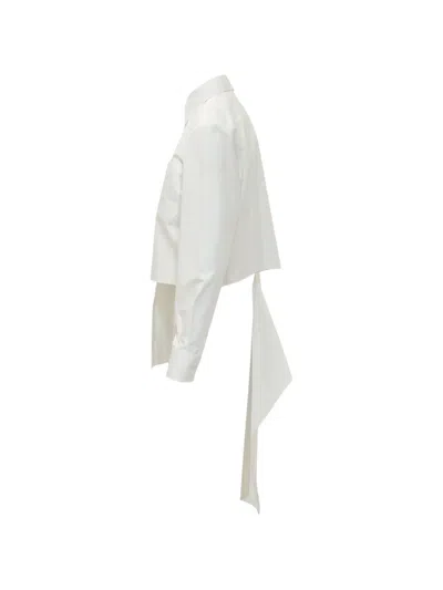 Msgm Asymmetric-hem Draped Shirt In White