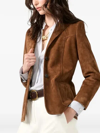Barbara Bui Suede Jacket In Brown