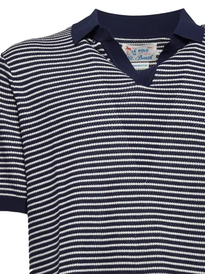 Mc2 Saint Barth Striped Open-collar T-shirt In Multi