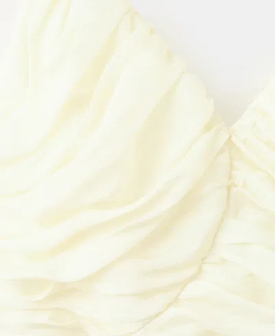 Mango Draped V-neck Dress In Ecru