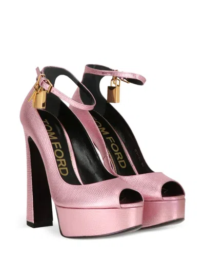 Tom Ford Padlock Platform Sandals In Pink