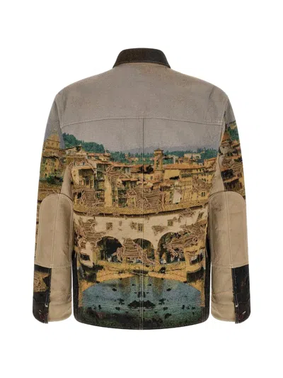 Junya Watanabe Jacquard Square Jacket Collared Patch Pockets In Multi