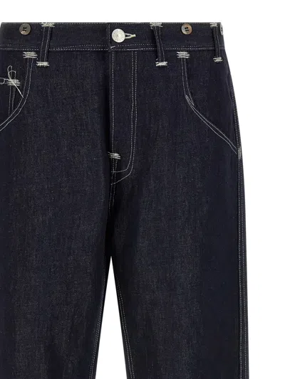 Junya Watanabe Navy Blue Solid Jeans In Black