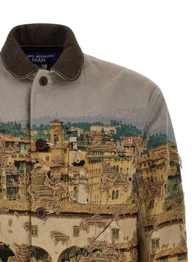 Junya Watanabe Jacquard Square Jacket Collared Patch Pockets In Multi