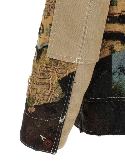 Junya Watanabe Jacquard Square Jacket Collared Patch Pockets In Multi