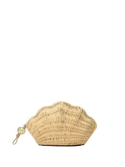 Michael Kors Shell-shaped Woven Rattan Clutch Bag In Pattern