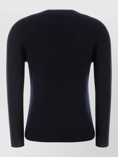 The Row Navy Blue Solid Crew Neck Sweater In Black