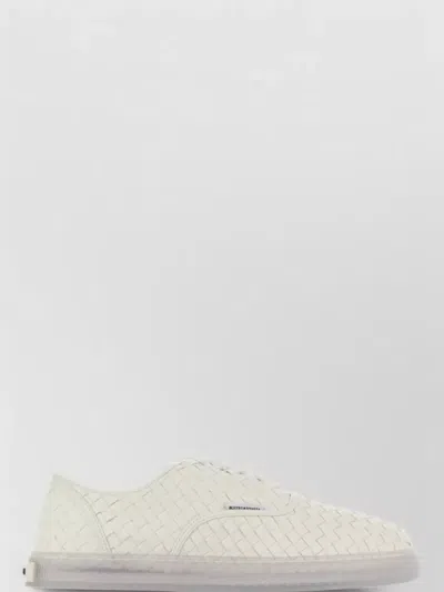 Bottega Veneta White Intrecciato Nappa Leather Serena Sneakers In White