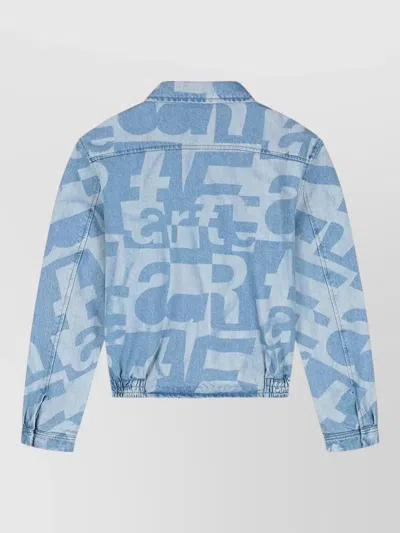 Arte Antwerp Denim Jacket Allover Pattern Elastic Hem In Multi