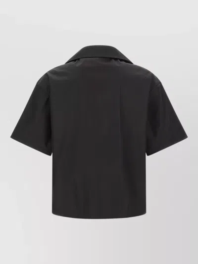 Prada Short Sleeve Collared Jacket Front Pocket In Black