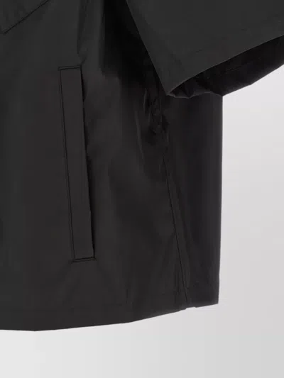 Prada Short Sleeve Collared Jacket Front Pocket In Black