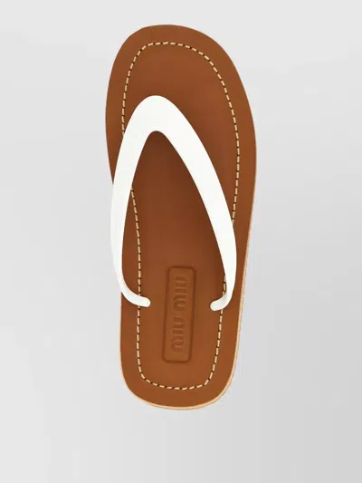 Miu Miu Logo Rubber Thong Sandals Notched Sole In Yellow