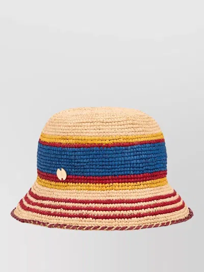 Rabanne Raffia Bucket Hat Summer Band Detail In Multi