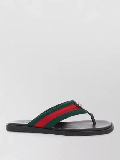 Gucci Web Stripe-embellished Flip Flops In Green