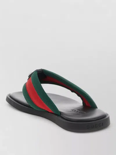 Gucci Web Stripe-embellished Flip Flops In Green
