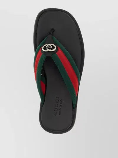Gucci Web Stripe-embellished Flip Flops In Green