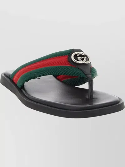 Gucci Web Stripe-embellished Flip Flops In Green