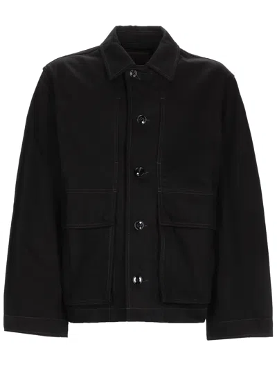 Lemaire Boxy Cropped Seam Detail Jacket In Black