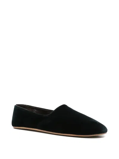 The Row Ponti Velvet Leather Sole Slippers In Blue