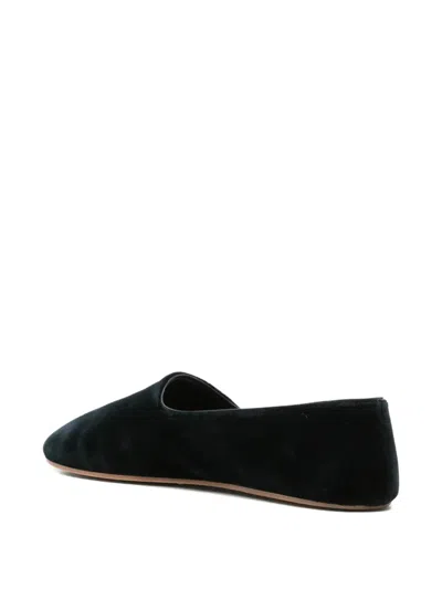 The Row Ponti Velvet Leather Sole Slippers In Blue