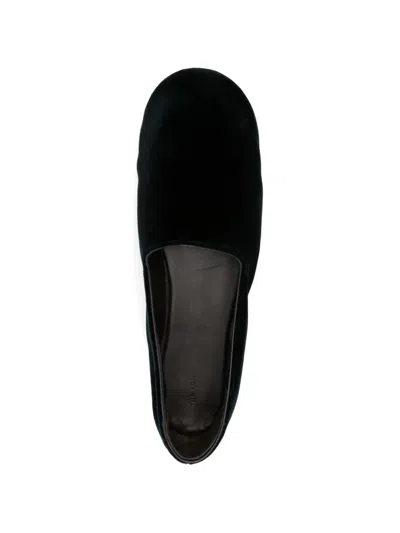 The Row Ponti Velvet Leather Sole Slippers In Blue