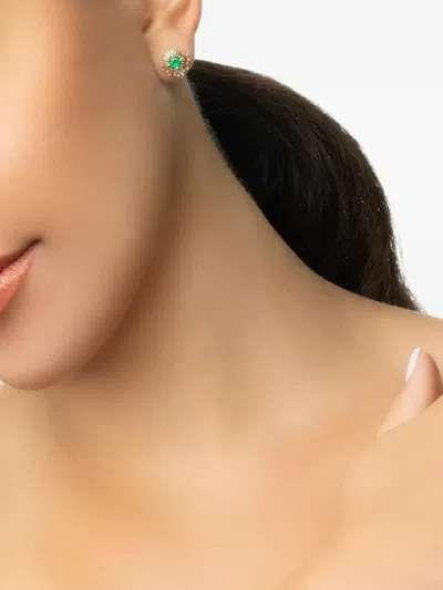 Suzanne Kalan 18k 옐로 골드 에메랄드 앤 다이아몬드 스터드 이어링 In Pattern