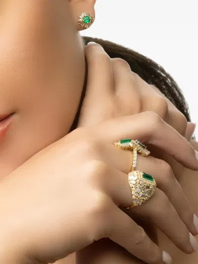 Suzanne Kalan 18k 옐로 골드 에메랄드 앤 다이아몬드 스터드 이어링 In Pattern