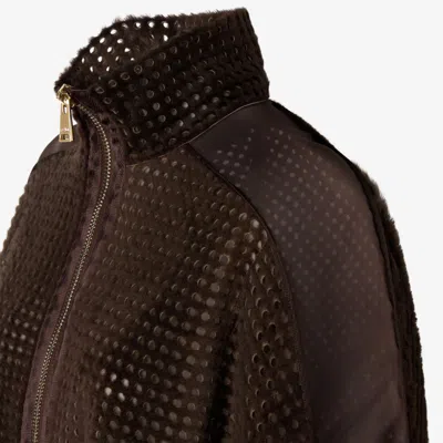 Fendi Perforated Jacket In Brown