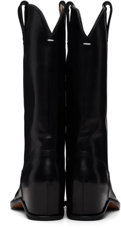 Maison Margiela Heel-less Western Leather Boots In Black