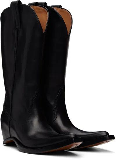 Maison Margiela Heel-less Western Leather Boots In Black