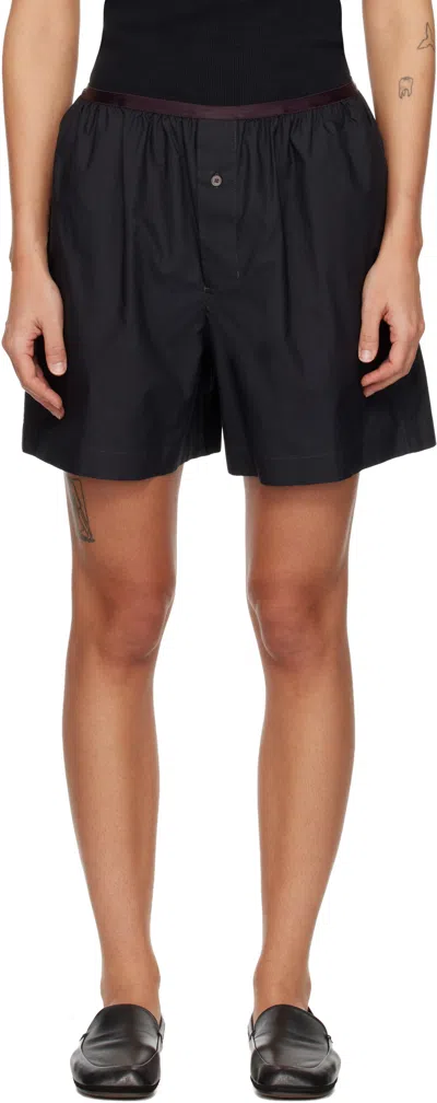 Lemaire Tailored Boxer Shorts Button Detail Pockets In Black