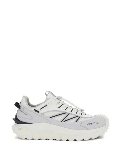 Moncler Light Grey Real Leather Trailgrip Gtx Low Top Sneakers In Gray