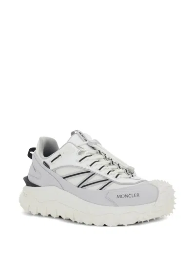 Moncler Light Grey Real Leather Trailgrip Gtx Low Top Sneakers In Gray