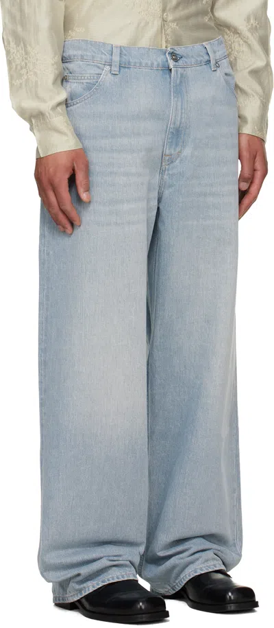 Our Legacy Vast Cut High-waisted Wide-leg Cotton Denim Jeans In Pale Coast Wash Blue