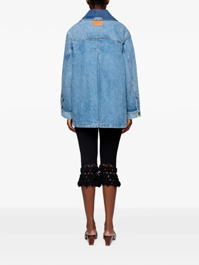 Ganni Patchwork Denim Jacket In Blue