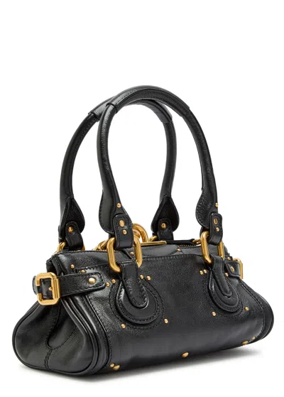 Chloé Paddington Black Shoulder Bag With Oversized Padlock And C-shaped Buckles In Grainy Leather Woman In Black
