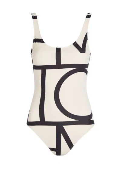Totême One-piece Swimsuit With Monogram Print In White
