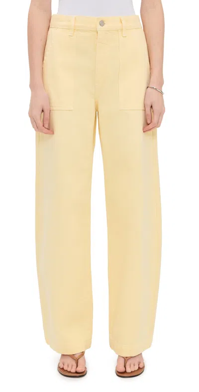 Frame The Anchor High Rise Wide Leg Ankle Jeans In Lemon In Green