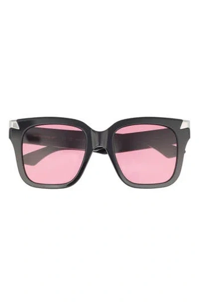 Alexander Mcqueen Thick Temples Square Frame Sunglasses In Black