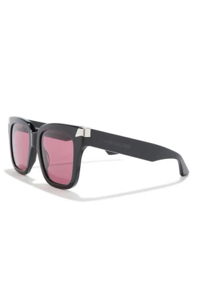 Alexander Mcqueen Thick Temples Square Frame Sunglasses In Black