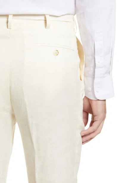 Berle Self Sizer Waist Flat Front Classic Fit Microfiber Trousers In White
