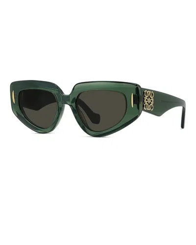 Loewe Womens Transparent Dark Gre Small Butterfly-frame Acetate Sunglasses In Blue
