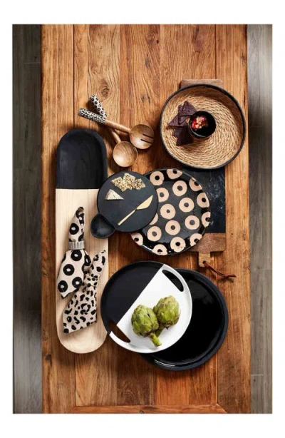 Mud Pie Stoneware Cheese Serving Set In Black