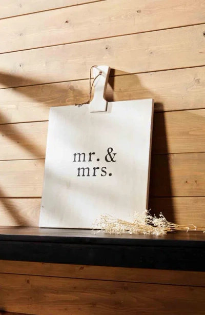 Mud Pie Mr. & Mrs. Square Serving Board In White